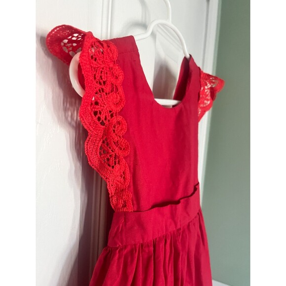 Baby Girl Red Romper with Bow and Lace details 12-18 Months - Picture 6 of 8